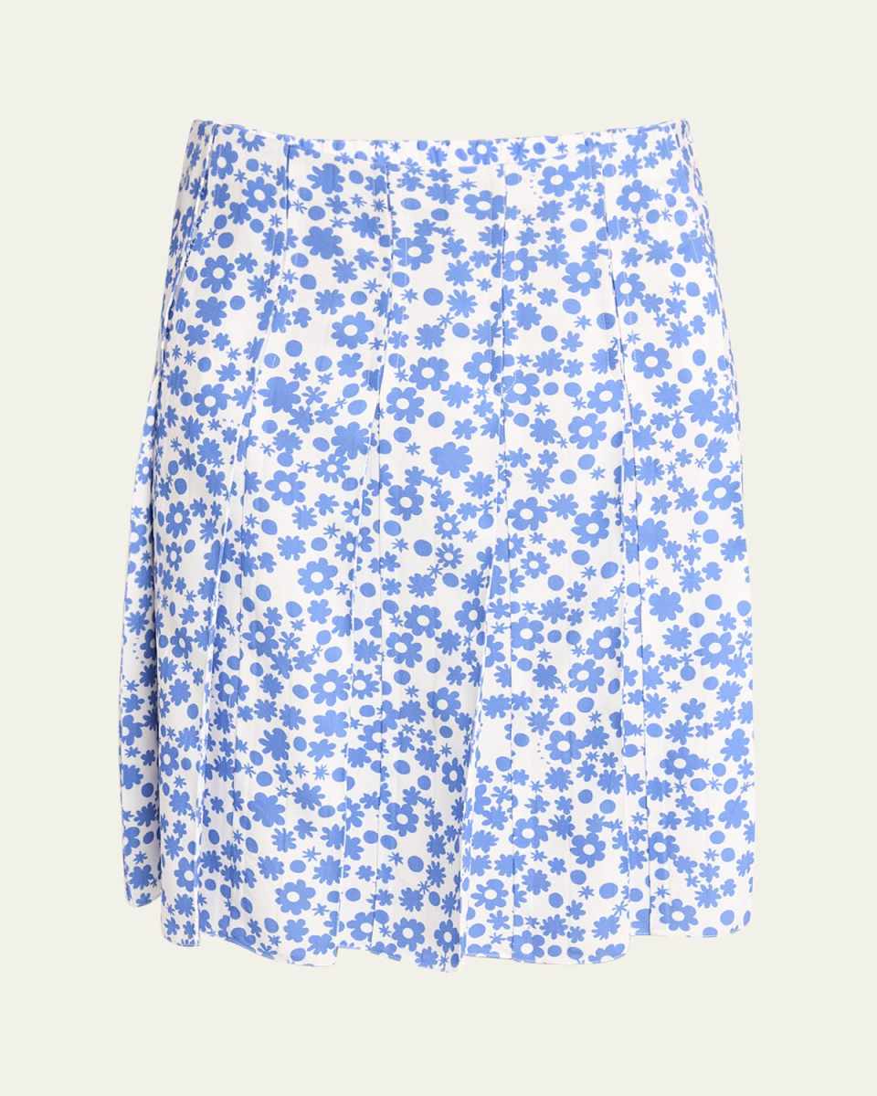 Flower Print Pleated Skirt
